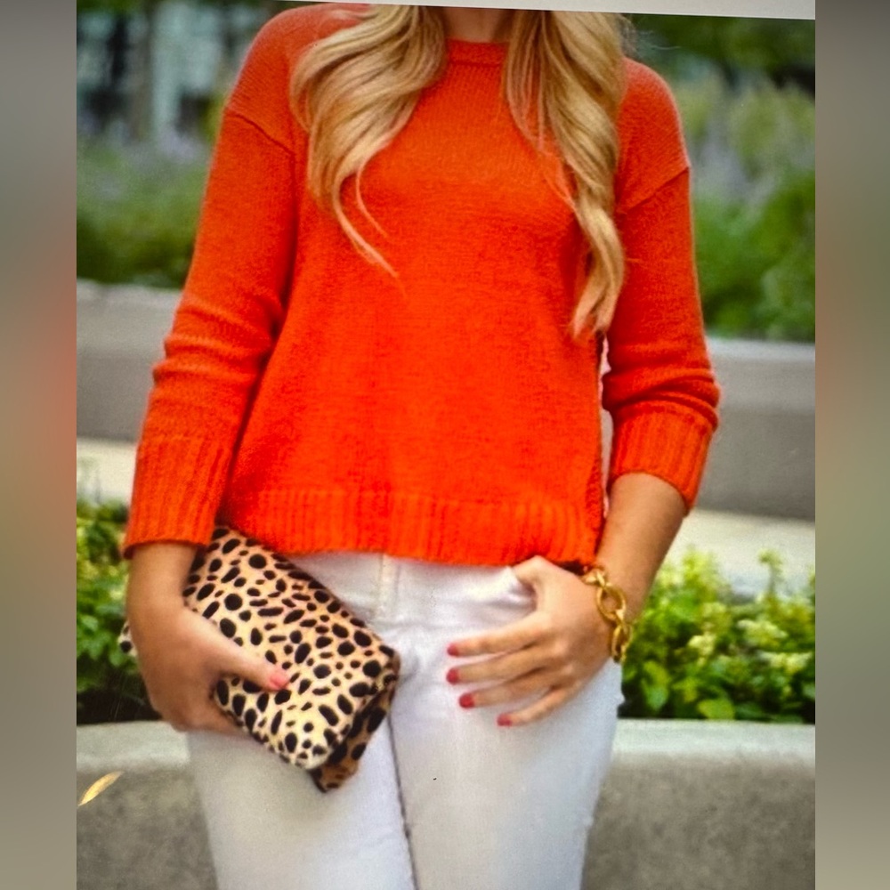 J. Crew Relaxed Crewneck Beach Sweater Bright Orange Size Medium